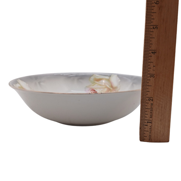 Vessra Germany Serving Bowl Hand Painted Floral Rose Pattern Gold Rim 8" Japan - Picture 6 of 7